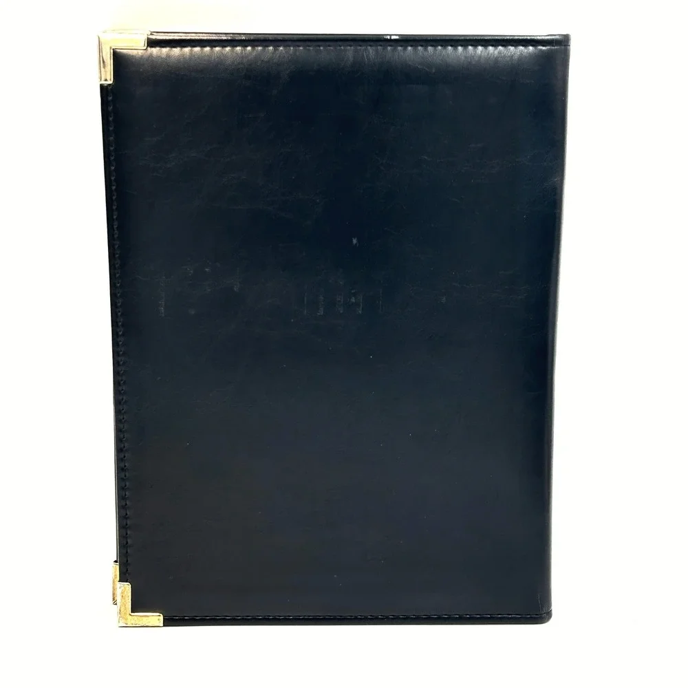 Vintage InteliDesign Portfolio Faux Leather Solar Calculator Padfolio 90s Black
